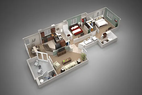 Floor plan Two Bedroom/Two Bath