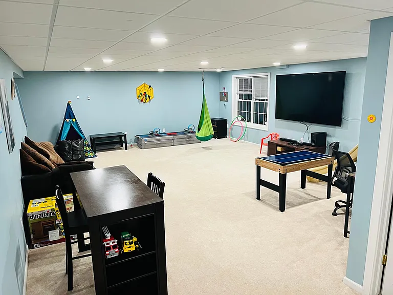 Finished basement with large open space