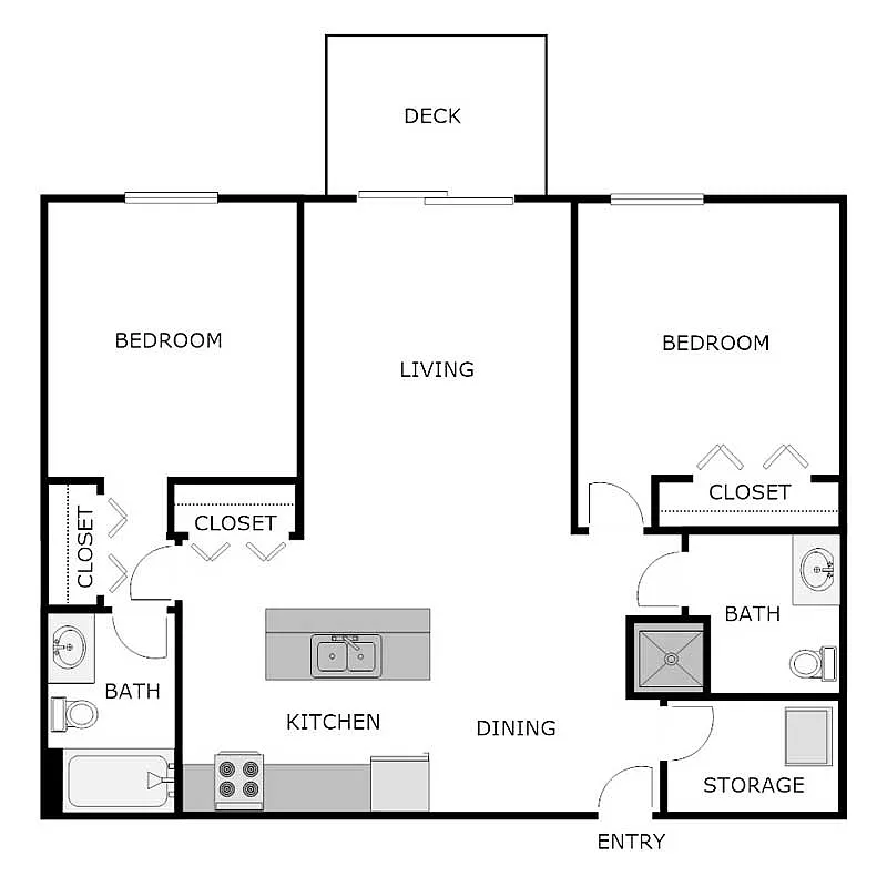 Floor plan 2 Bedroom 2 Bathroom