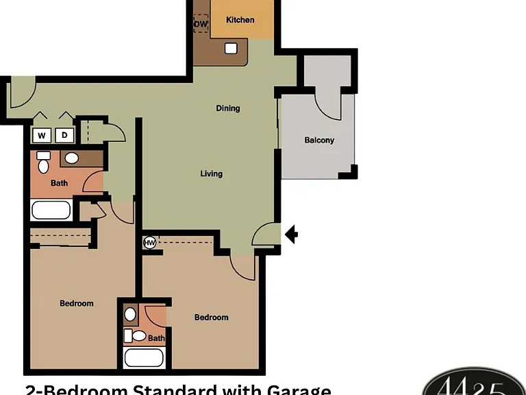 2x2 Standard with Garage l 1,081 sq ft l Floor Plans 2x2 Standard with Garage l 1,081 sq ft l Floor Plans