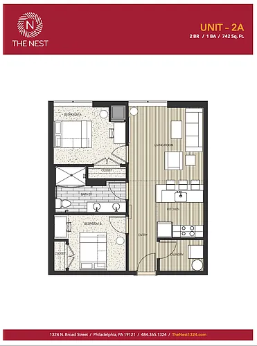Floor plan 2 Bedroom -Price Per Bedroom