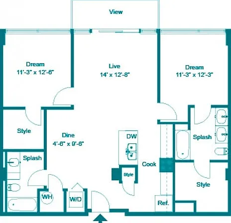 Two Bedroom Two Bath (1178 SF) Two Bedroom Two Bath (1178 SF)