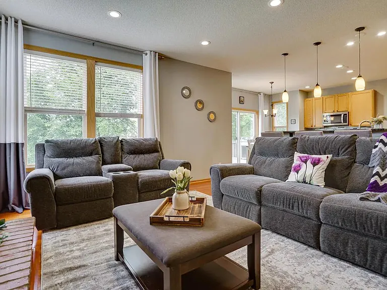 Main floor family room with a gas fireplace