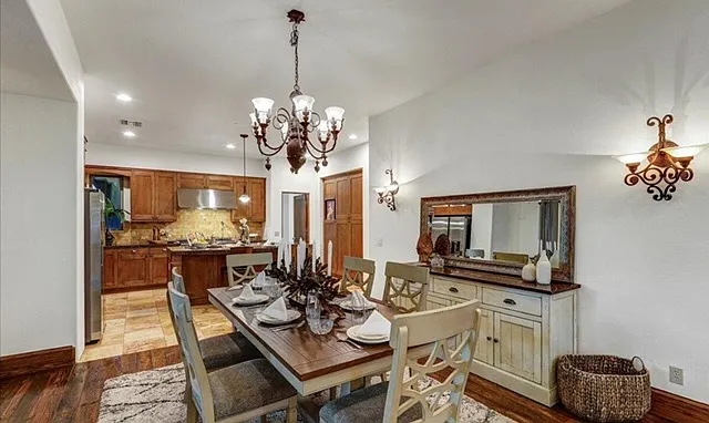 Open space dining room and kitchen