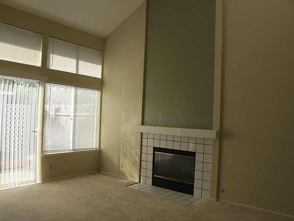 Spacious living room with high ceilings