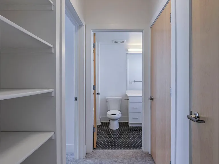 Hallway of a townhome on second level at The Sawyer.
