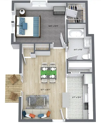 Floor plan One Bedroom Medley