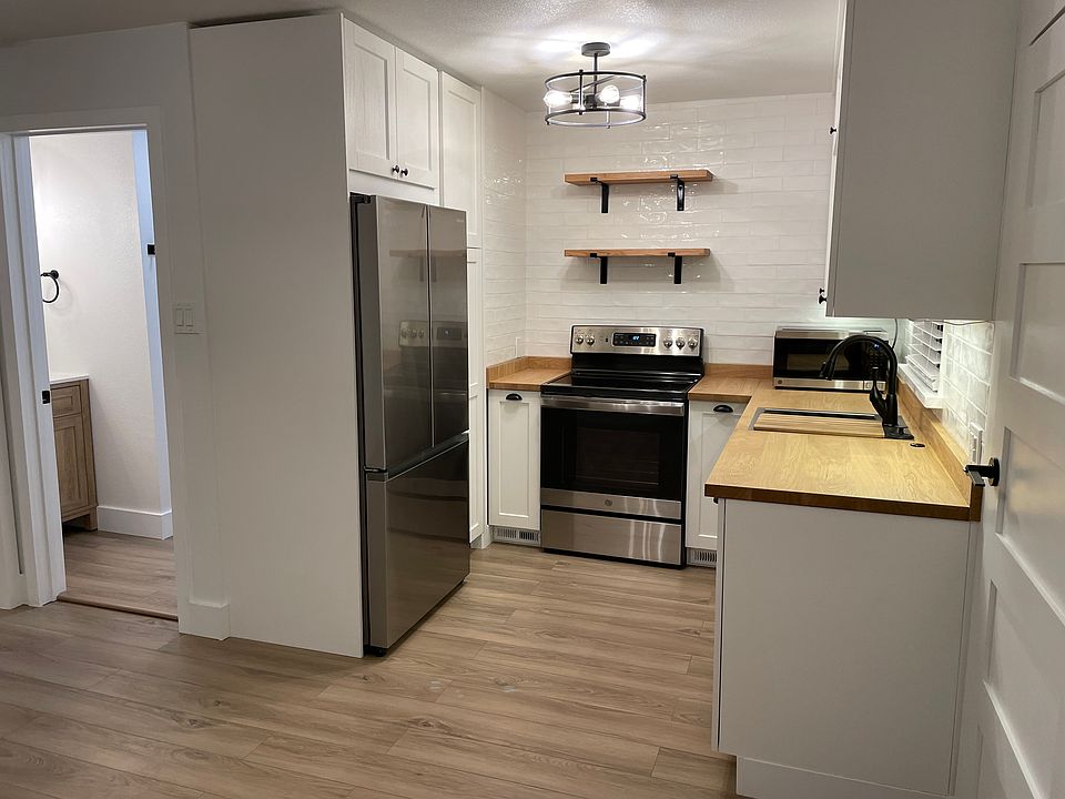 Kitchen and bathroom.