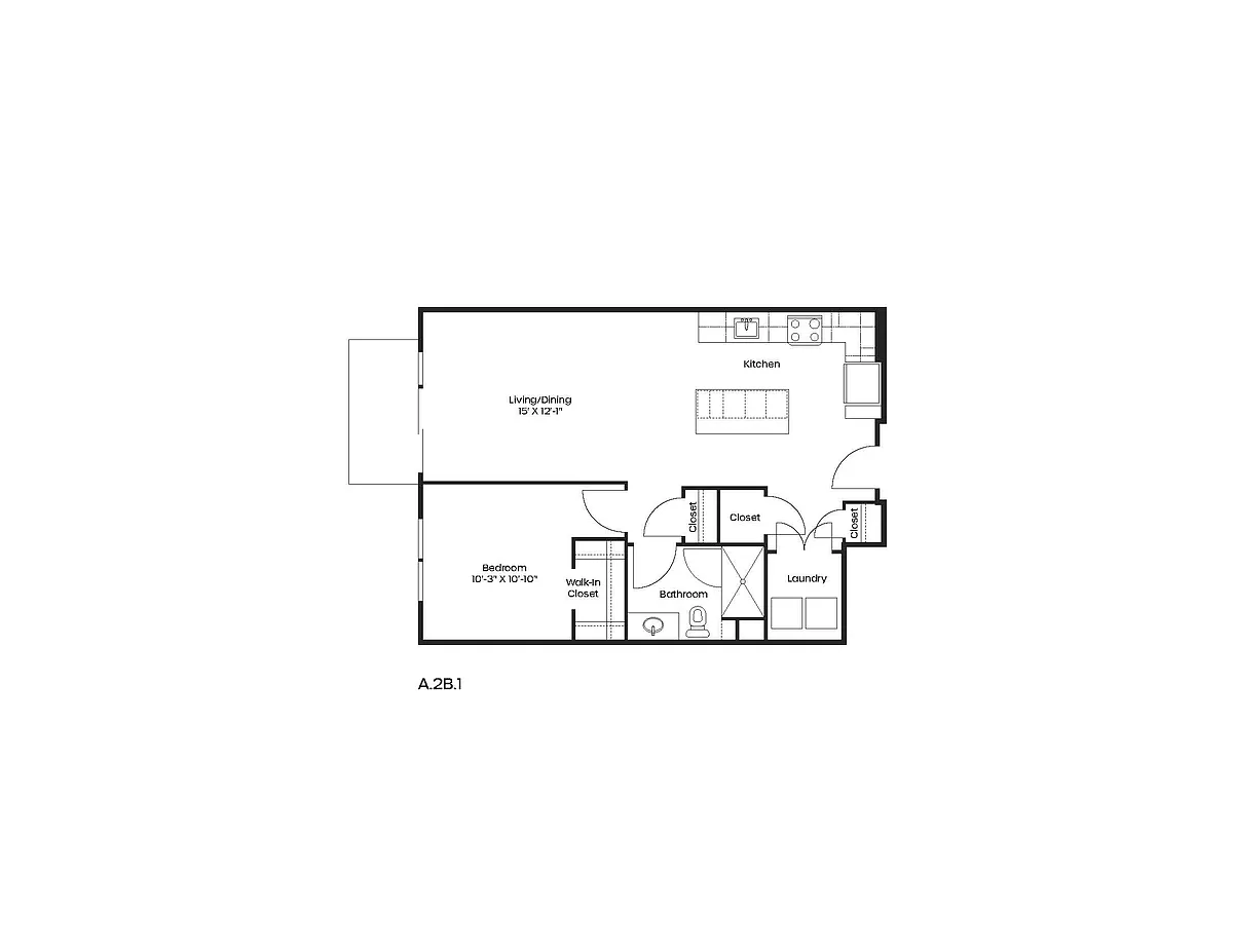 Floor plan A2B.1 One Bedroom One Bathroom