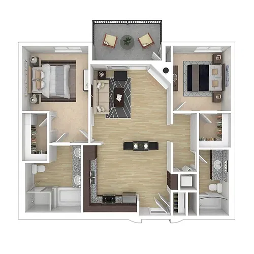 Floor plan 2 Bedroom 2 Bathroom A