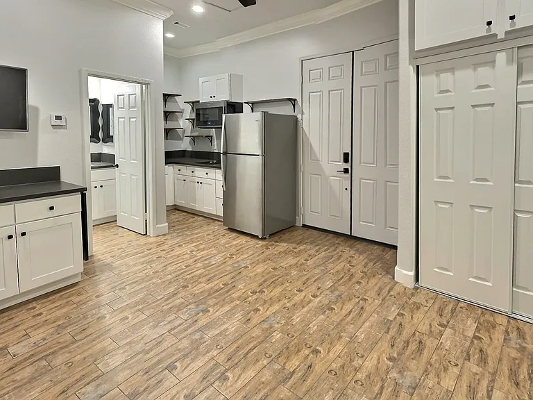 View of media center and kitchen