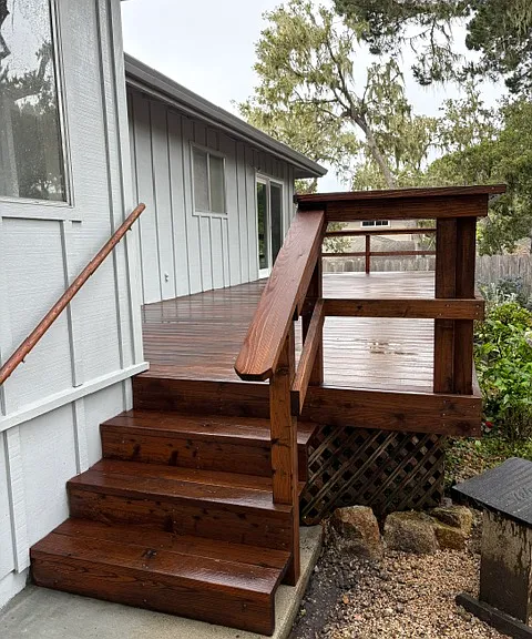 Stairs to Back Deck from Backyard.