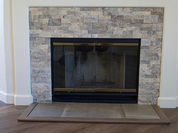 New stone fireplace