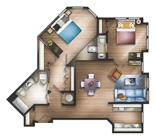 Floor plan 2 Bedroom 2C 13