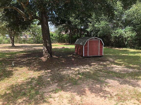 Storage Building in shaded backyard