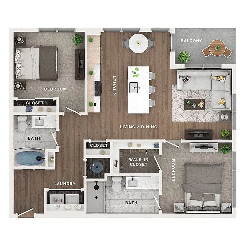 Floor plan 2BR/2BA - Ca
