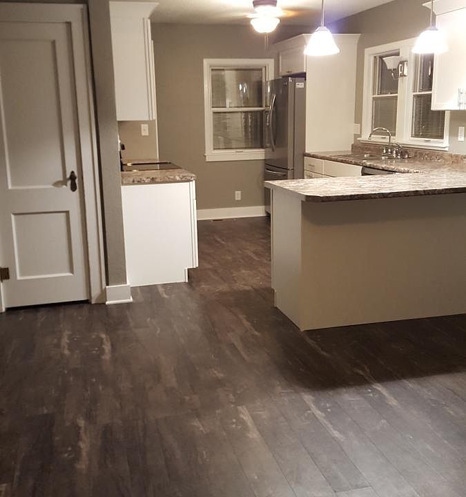 living room into kitchen