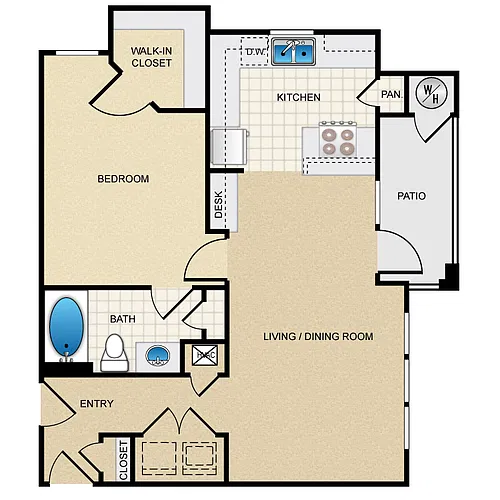 Floor plan One Bedroom A3G