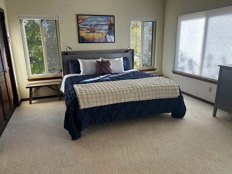 Fabulous Master Suite! King size bed with charging stations; ceiling fan with light, tons of closet space