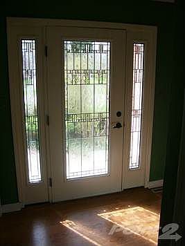 Lead Glass Entry Door with Side Panels