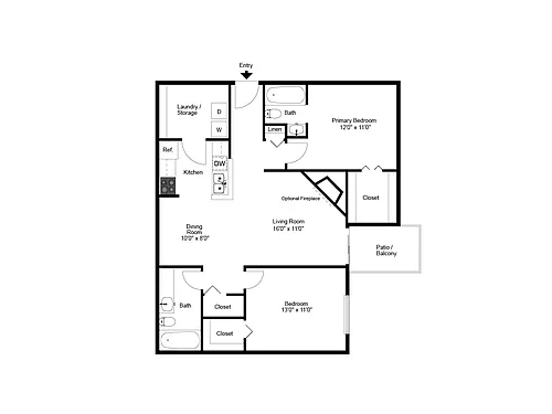 Floor plan Two Bedroom Two Bath