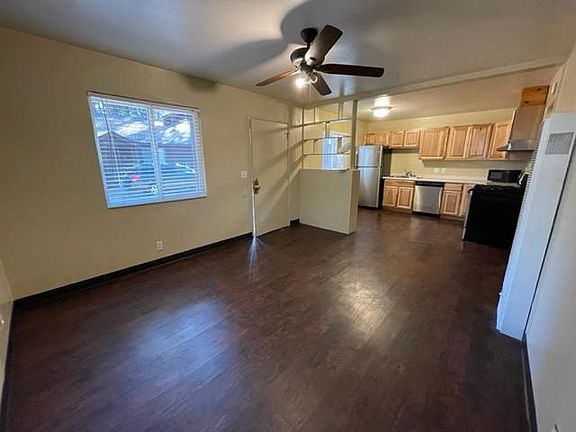 Living area and kitchen