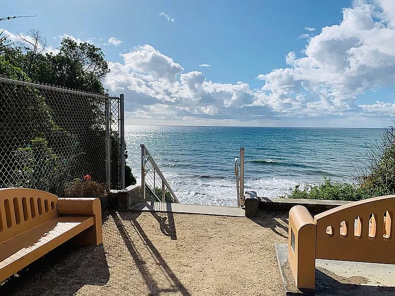 Stairs to ocean across the street