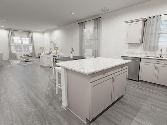 Your new bungalow features a warm and welcoming living area. Artists rendering of the Brynn