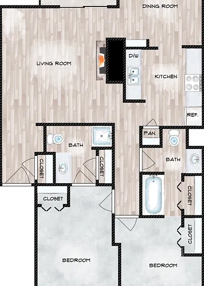 2 Bedroom 3rd Floor Floorplan Diagram