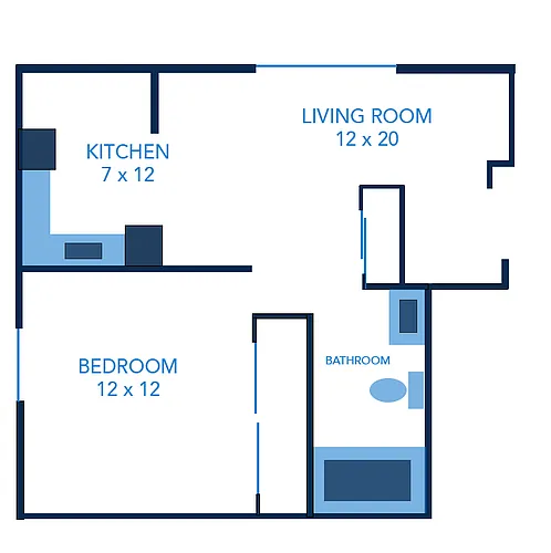 Floor plan 1 Bedroom Apartments