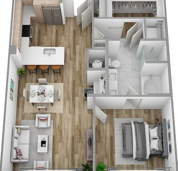 F | 1 Bed | 1 Bath floor plan Sagewell Hanover