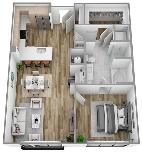 Floor plan F | 1 Bed | 1 Bath