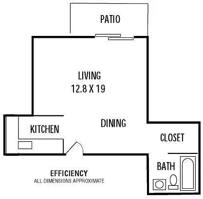 Floor plan Studio 1Bathroom