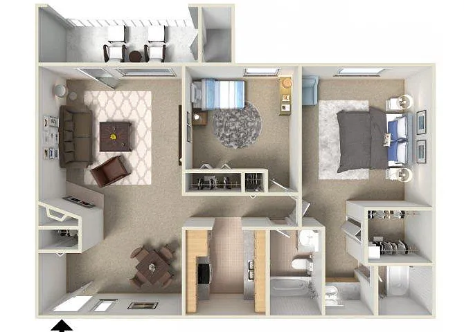 Floor plan Two Bedroom, Two Bathroom