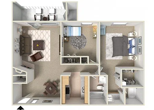 Floor plan Two Bedroom, Two Bathroom