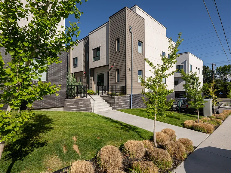 Corner unit, in the 2nd row of units blocking the sound of Fort Union Blvd