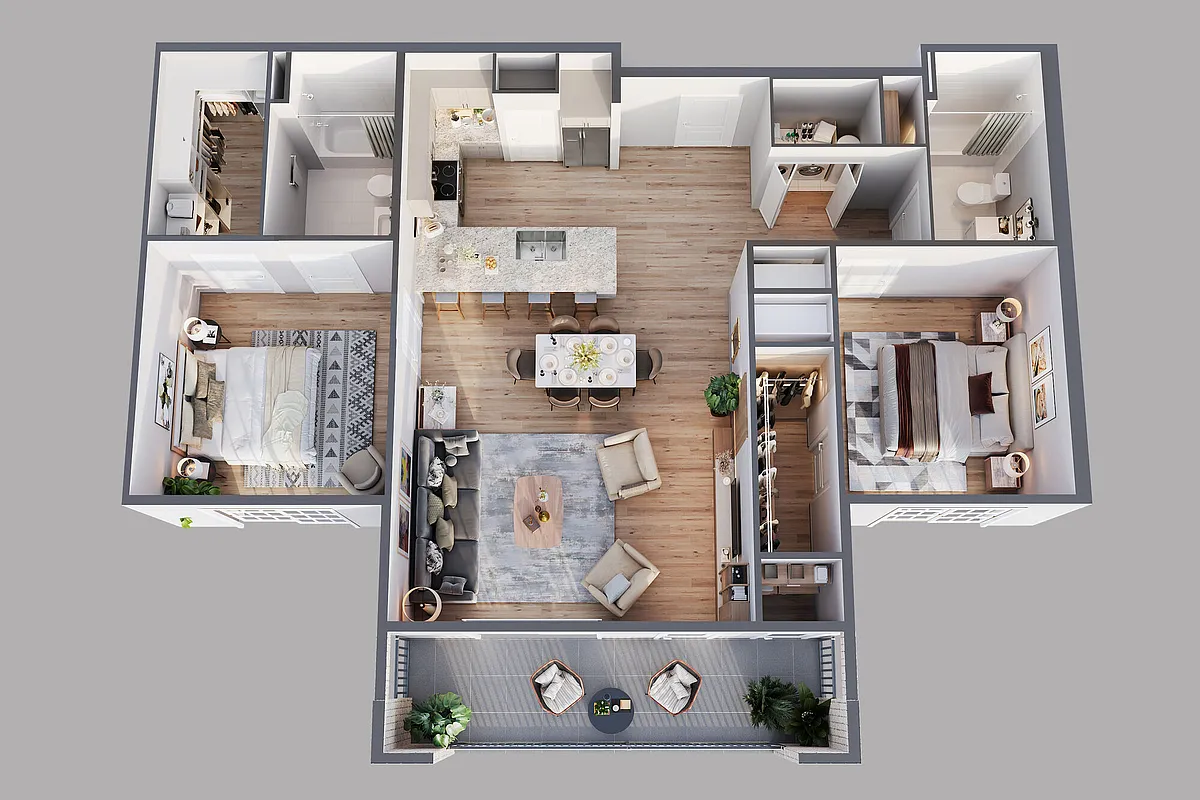 Floor plan 2 Bed 1066sf