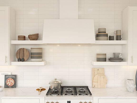 Floating shelves in kitchen