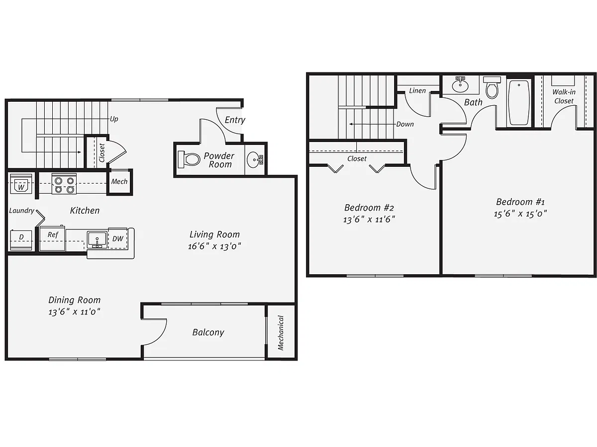 Floor plan 2 Bed/1.5 Bath-The Mickelson TH Garage