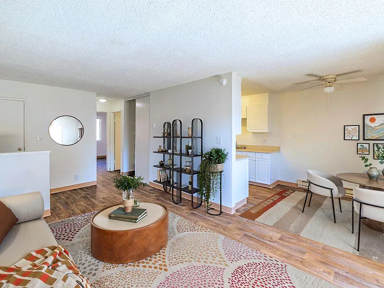 Open-concept living with ample warm natural light.