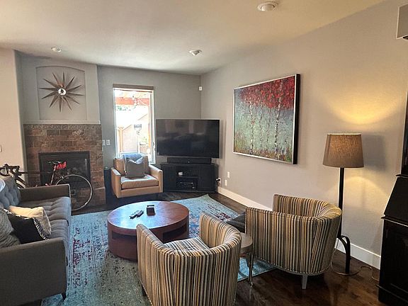 Gas fireplace in living room.