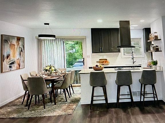 Kitchen and dining area virtually staged