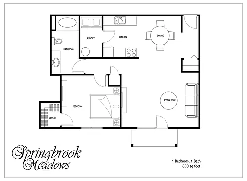 Floor plan 1 Bed 1 Bath