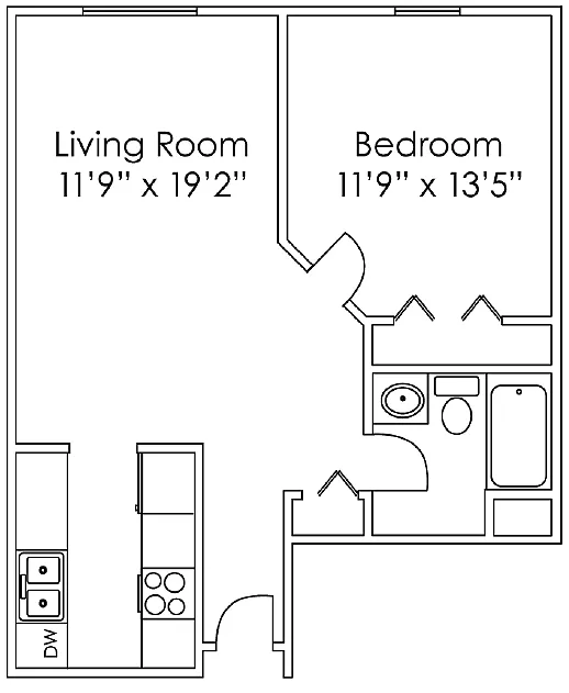 Floor plan 1 Bedroom C