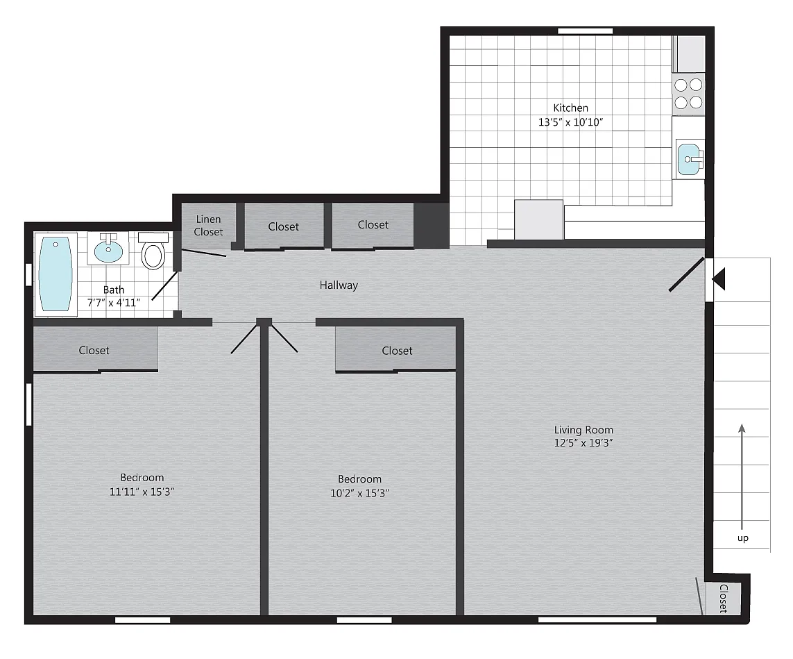 Floor plan 2BR/1BA