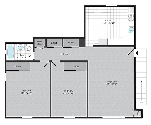 Floor plan 2BR/1BA