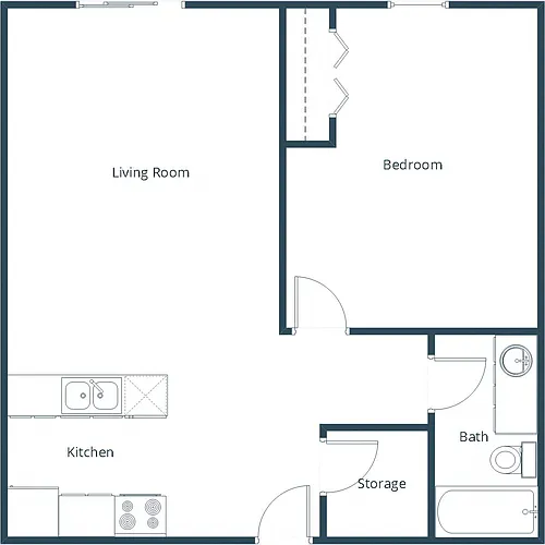 Floor plan One Bedroom 11A