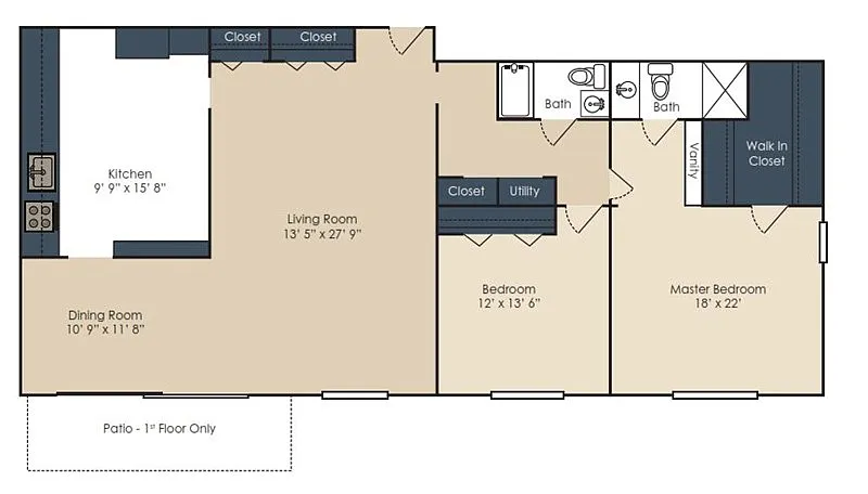 Floor plan Mid-Rise 2 Bedroom