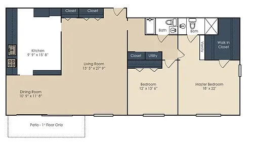Floor plan Mid-Rise 2 Bedroom