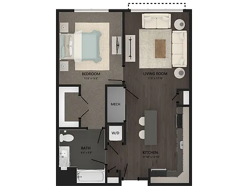 Floor plan 1 Bed/1 Bath-A5